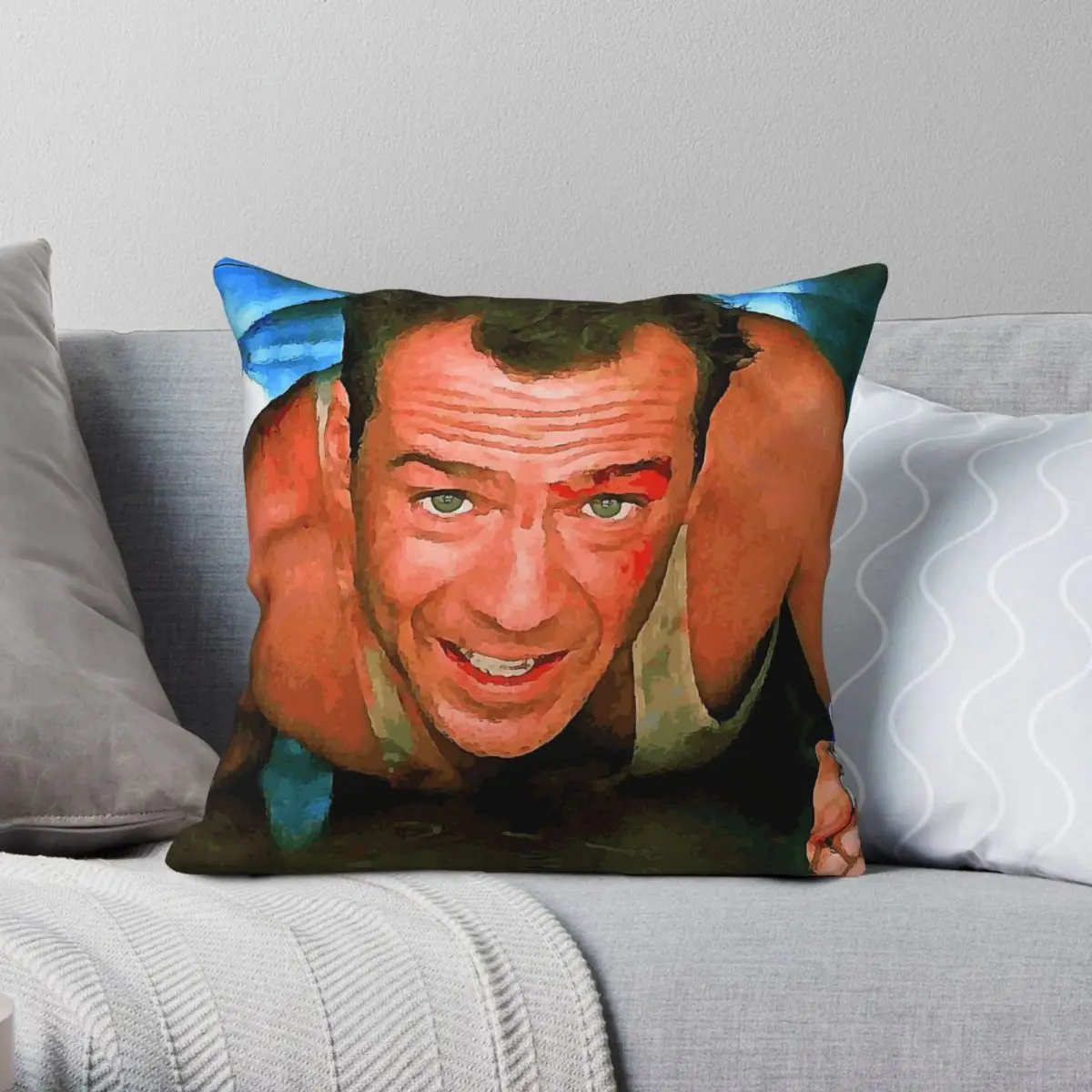 Die Hard Bruce Willis John McClane Square Pillowcase Polyester Linen Velvet Pattern Decor Throw Pillow Case Home Cushion Cover