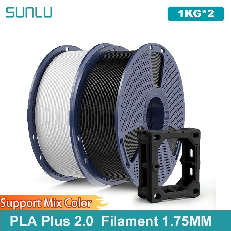 SUNLU 2 كجم PLA + 2.0 خيوط طابعة ثلاثية الأبعاد أكثر قوة وأقوى PLA Plus خيوط 1000 جرام/لفة 1.75 مللي متر خيوط ثلاثية الأبعاد تناسب طباعة FDM ثلاثية الأبعاد