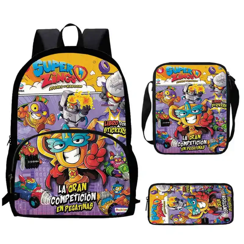 Cartoon SuperZings Child Backpack with Front Pocket,Shoulder Bags,Pencil Bags for Aged 5-10 Cartoon Backpack Boy Girl,Best Gift