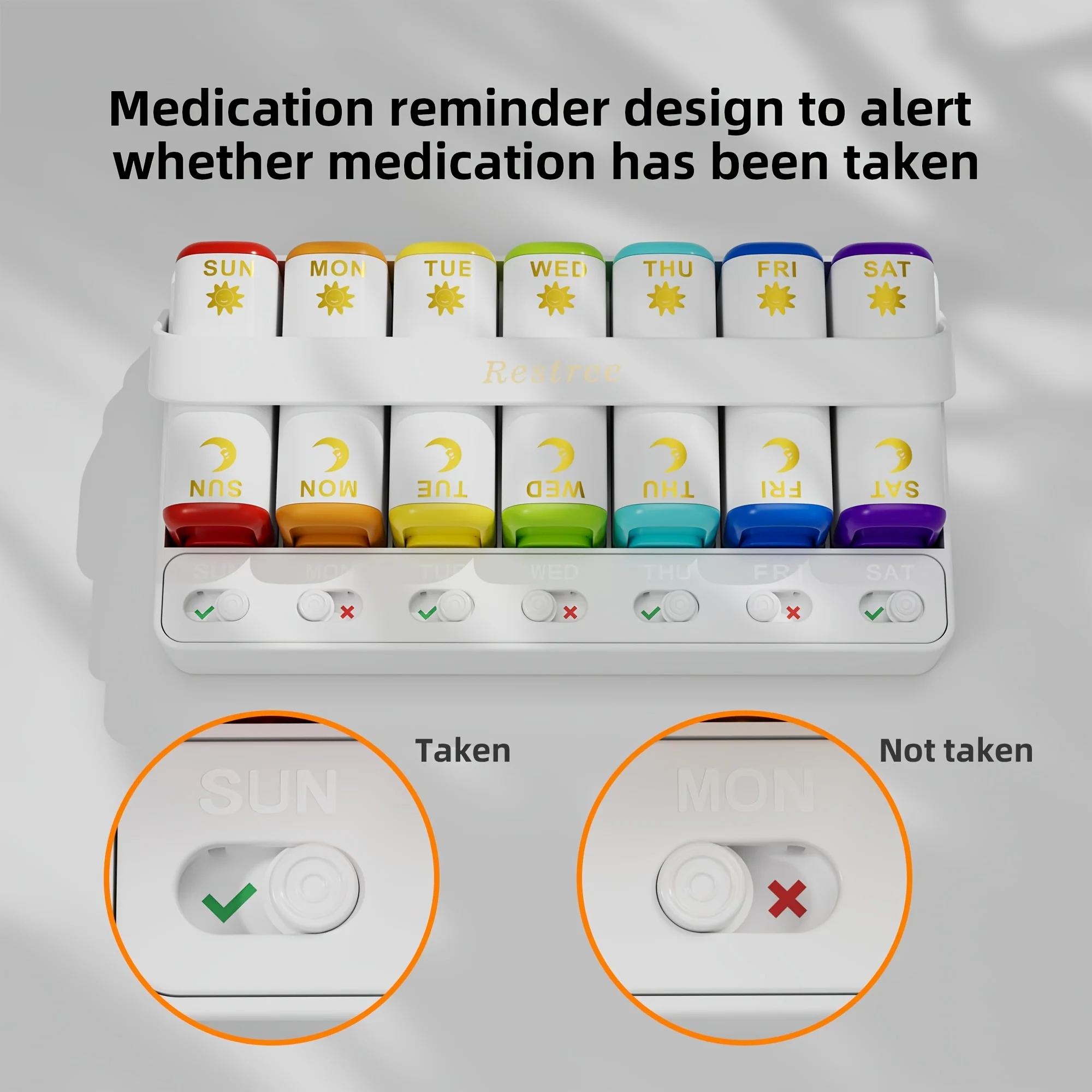 منظم حبوب الدواء الأسبوعي لمرة واحدة في اليوم، صندوق حبوب السفر لمدة 7 أيام، منظم الأدوية اليومي، علبة حبوب منع الحمل المحمولة AM&PM