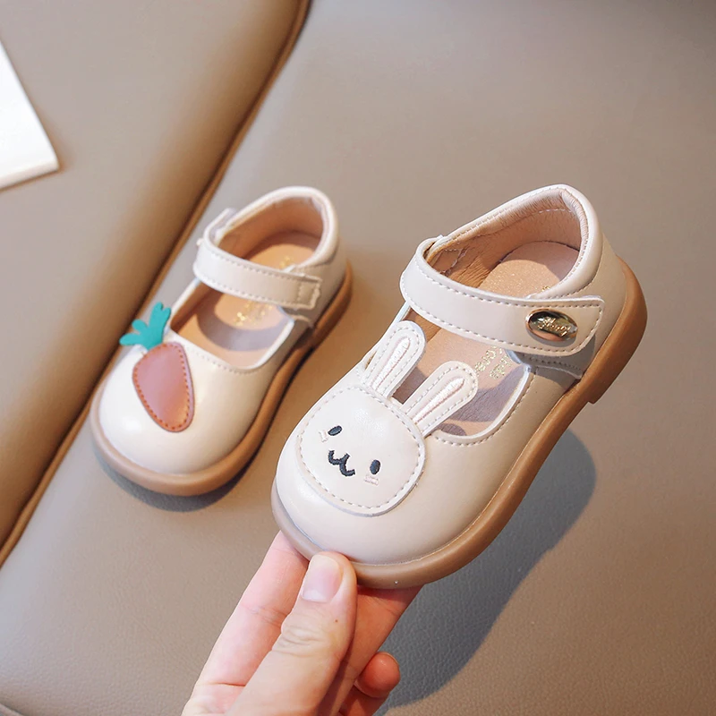 2023 New Spring Cute Bunny and Carrot Patch Children Casual Shoes for Girls Non-slip Kids Shoes Hook & Loop Breatheable Non-slip