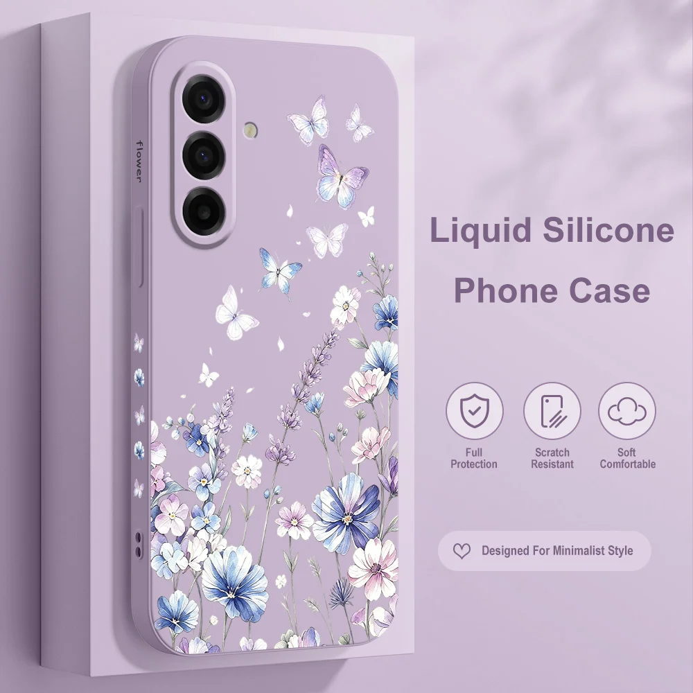 Lily Butterfly Phone Case For Samsung Galaxy A57 A37 A27 A17 A56 A36 A26 A16 A06 A55 A35 A25 A15 A05 A54 A34 A24 A14 Cover