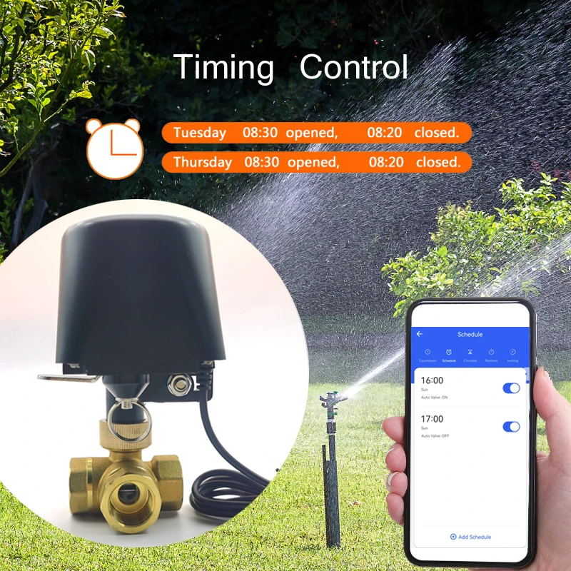 Tuya Zigbee WIFI Smart Water Valve 3 Way Water Diverting Merging Wireless Control Timer Automatic Irrigation With Manual Switch