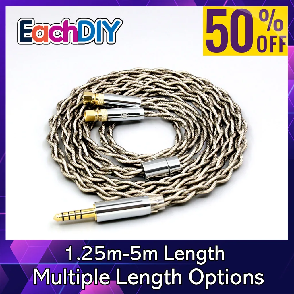 

99% Pure Silver + Graphene Silver Plated Shield Earphone Cable For HiFiMan HE400 HE5 HE6 HE300 HE4 HE500 HE6 Headphone LN007952