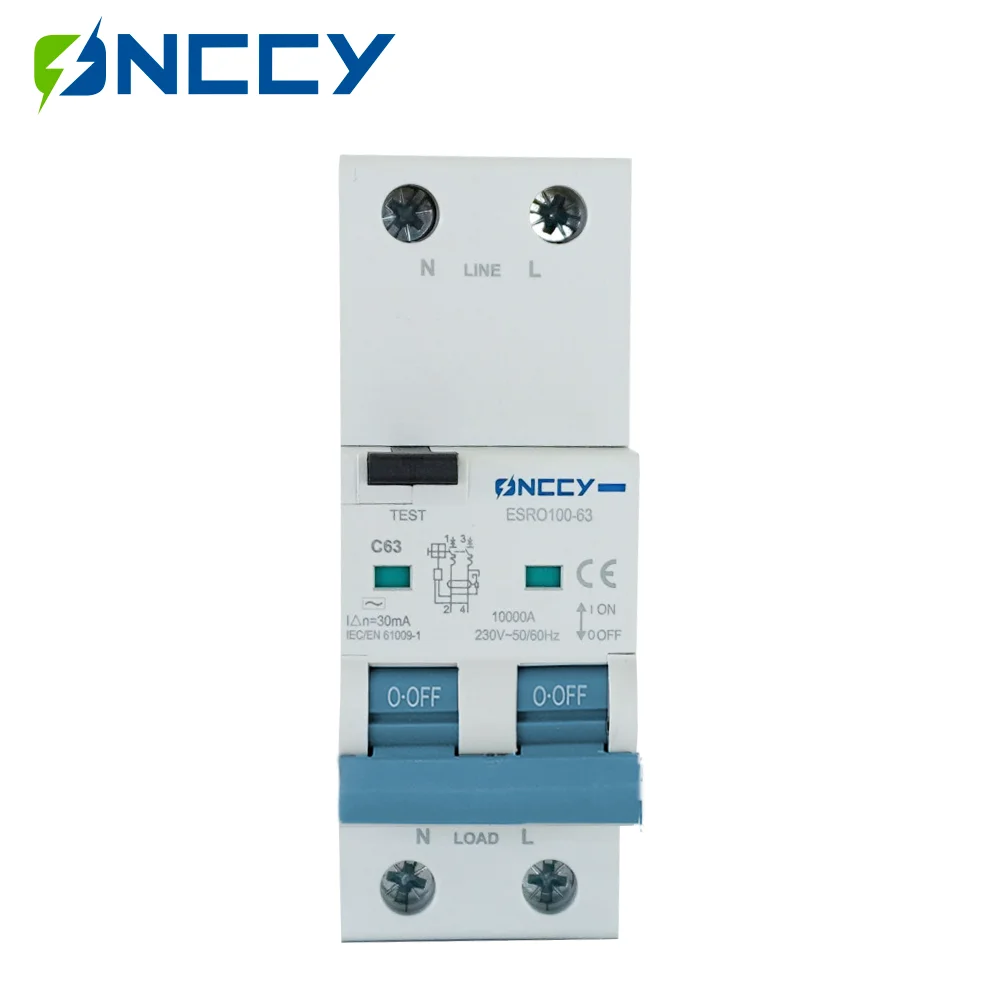 ONCCY Electronic Type RCBO 240V 2P Residual Current Circuit Breaker with Over Current Protection 10A 16A 25A 32A 40A 30mA