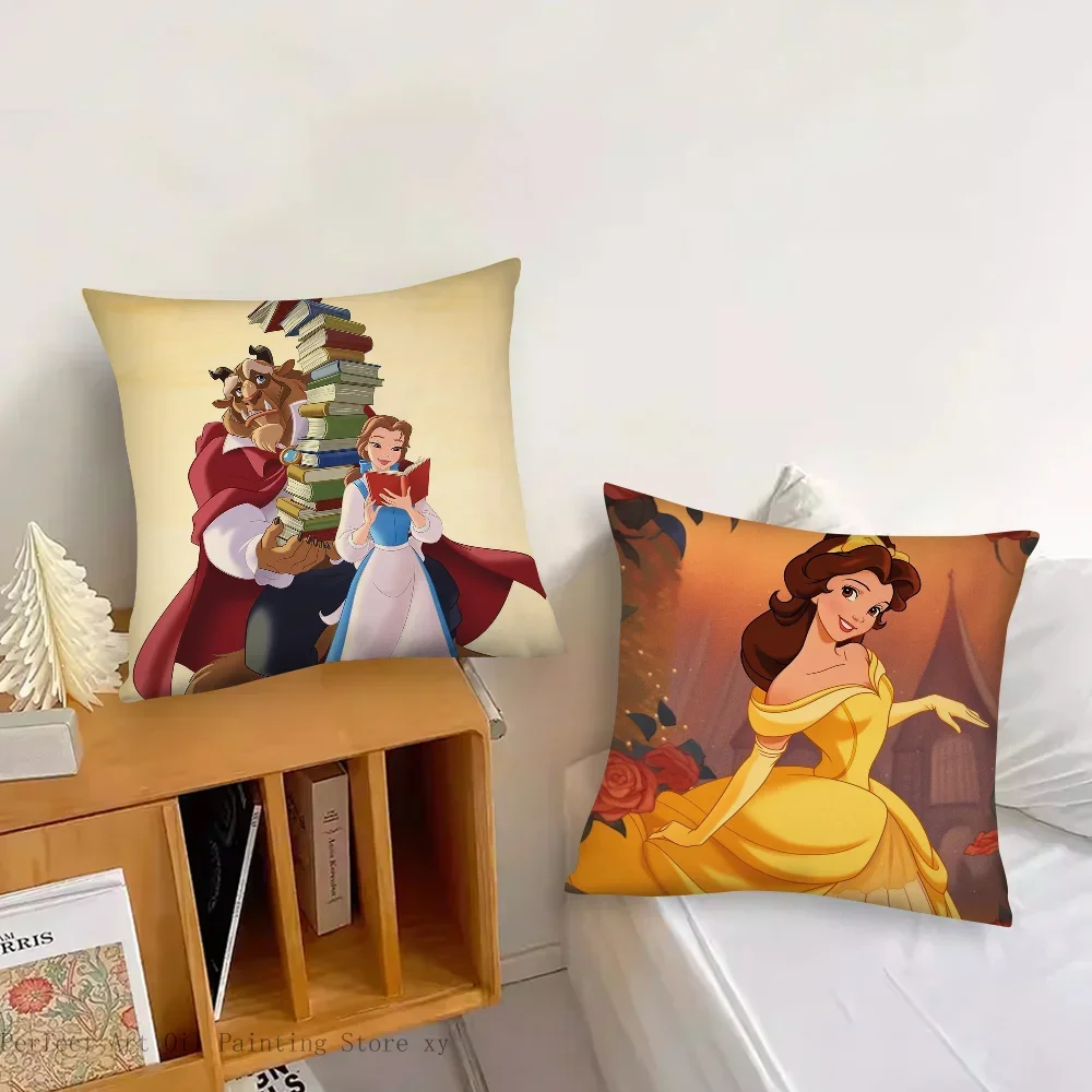 Classic Animated Movie B-Beauty And The B-Beast Pillow Case Square Pillow Bedroom Sofa LeisureLiving Room Home Decoration 40X40