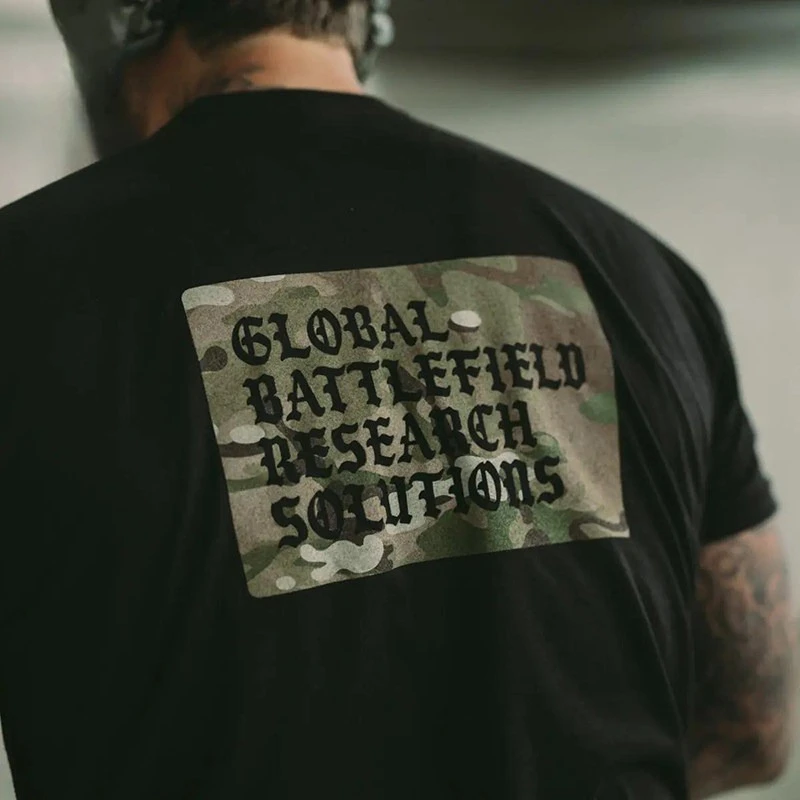 2026 Summer New Product Camouflage Back Pattern Trend Original - Military Style Round-neck Short-sleeved T-shirt