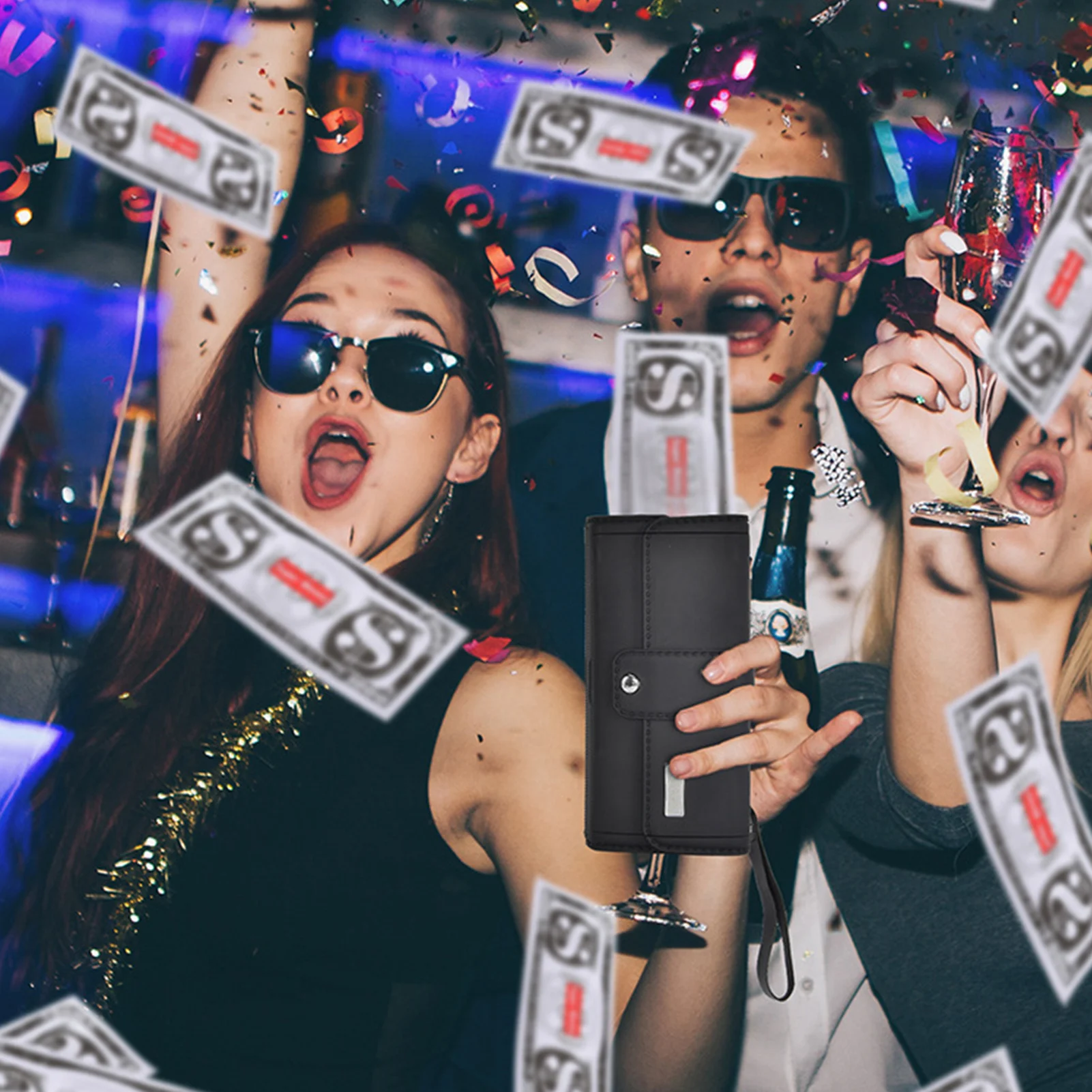 Pistola de dinero de juguete para lluvia, cañón de dinero divertido para exteriores, suministros para fiestas de cumpleaños, bodas y navidad, 100 uds.