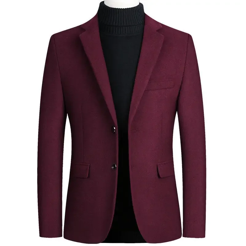 Men Jackets Autumn and Winter Plush Thickened Wool Suit Jacket Men\'s Black Woolen Jacket High-quality Short Woolen Trench Coat