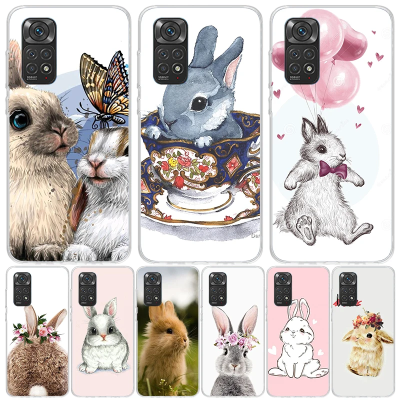 Casing ponsel bayi kelinci lucu, untuk Xiaomi Redmi Note 14 13 12S 12 11S 11T 11E Pro Plus 10S 10 Seni disesuaikan Coque Capa Note