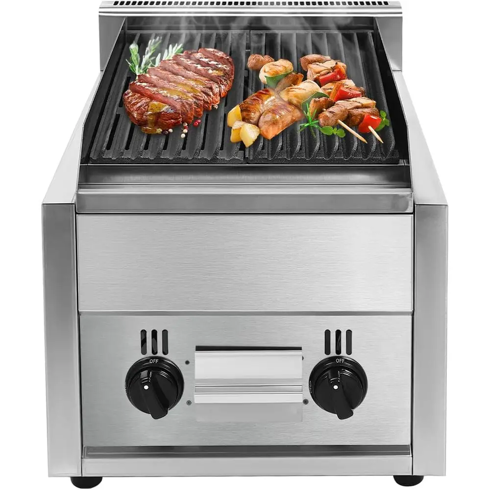 

21 Dual Burner Gas Char Broiler Grill, Outdoor Propane BBQ Stove for Patio Cooking