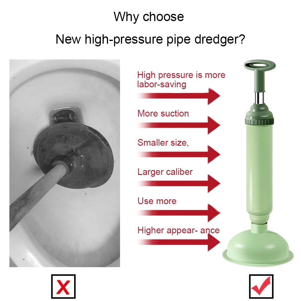 High Pressure Toilet Plunger Drain Blaster Sewage Pipe Dispenser Air Drain Cleaner Toilet Drill Gun Manual Pneumatic Dredge Tool