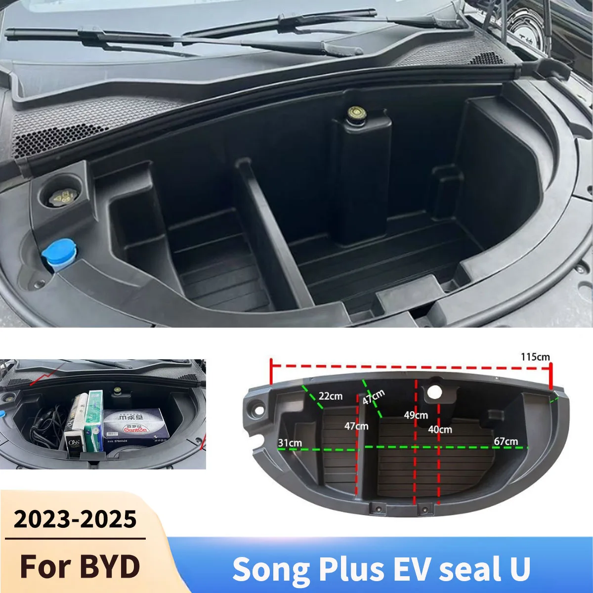 

For BYD Song Plus EV Seal U 2023-2025 Front Trunk Storage Box Car Interior Storage Rear Trunk Storage Box Interior Accessories