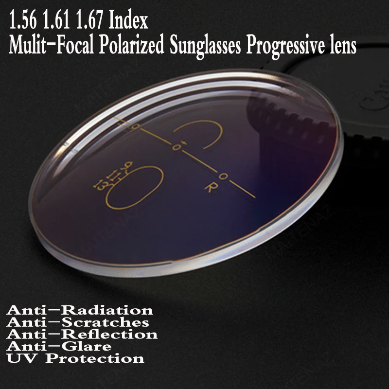 

1.56 1.61 1.67 Polarized Aspheric Multi-Focal Progressive Prescription Lens UV400 Myopia Presbyopia Sunglasses Lens Hard Glasses