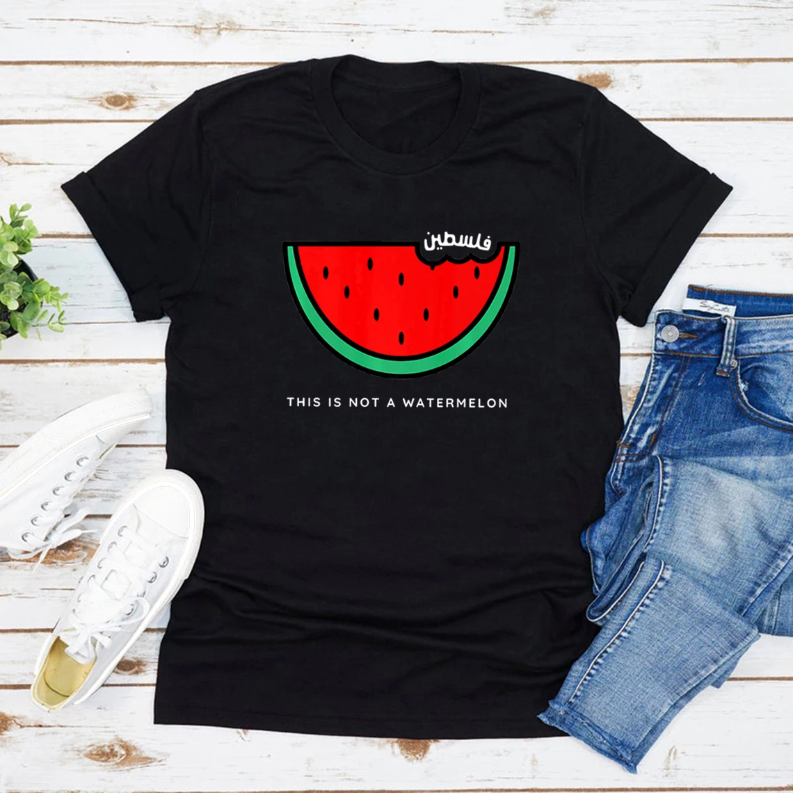 Funny Watermelon T-Shirt This Is Not A Watermelon Tshirts Peace and Love T Shirt Short Sleeve Human Right Graphic Tee Streetwear