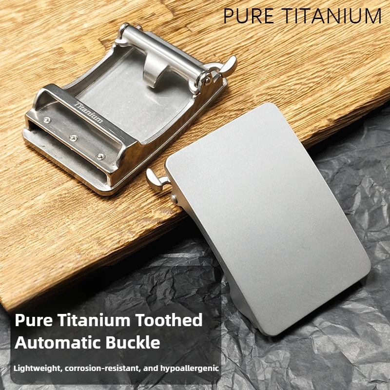 

Solid Titanium 35/38mm Wide Rustproof Toothed Automatic Buckle Waistband Business Suits Casual Wear Men's Leather Belt Buckle