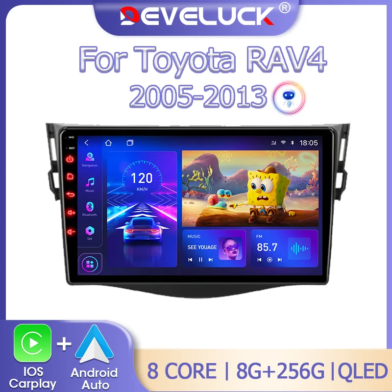 

Android 12 Car Radio Carplay Auto For Toyota RAV4 2005 - 2013 Multimedia Video Player 2 din 4G WIFI GPS Stereo RDS DVD Head unit