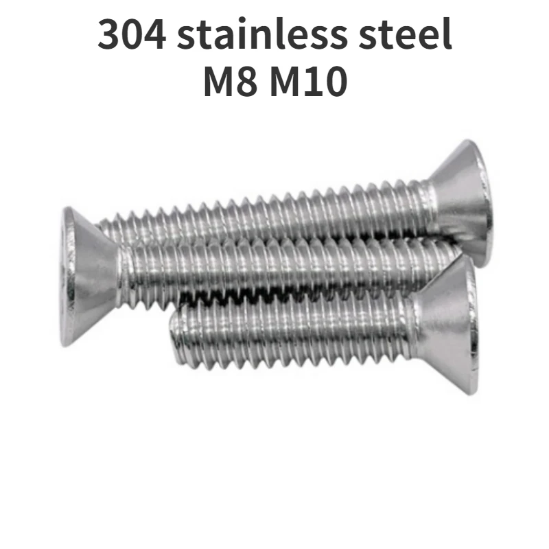 2/5/10Pcs M8 M10 304 Stainless Steel Hexagon Socket Countersunk Head Screws Length=22mm-100mm