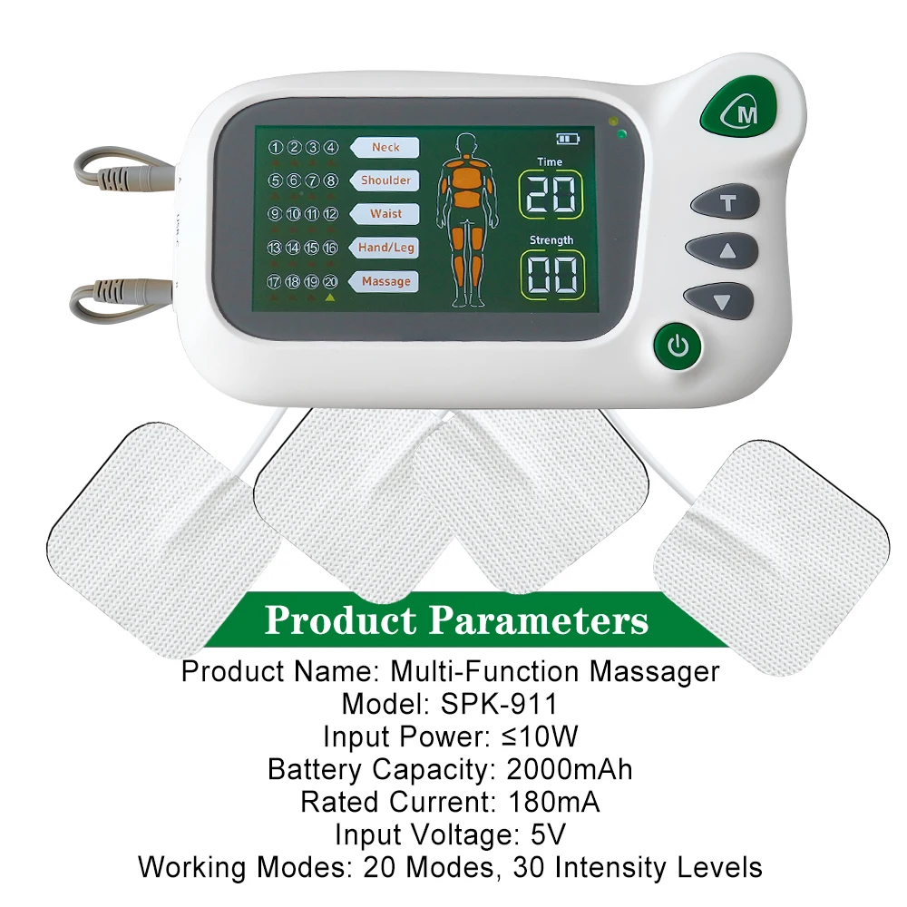 EMS Machine & TENS Massager Acupuncture Meridian Relax Massage Dual Outputs Portable Body Massager with 8pcs Electrode Pads - view 6