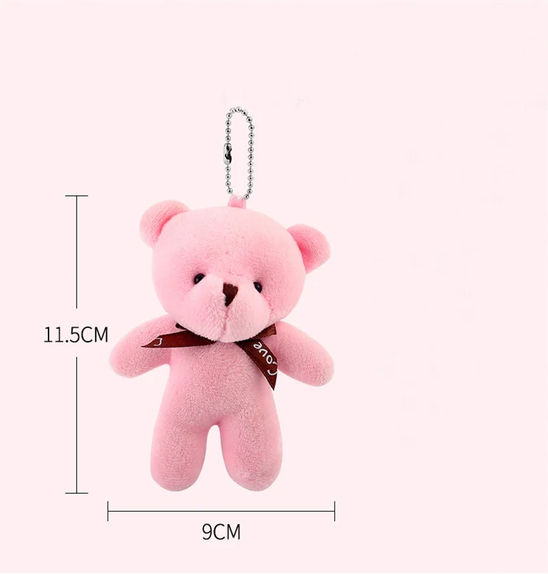 10 teile/paket 12 cm Mini Fliege Teddybär Anhänger Plüschtier Bunte Teddy Plüsch Schlüsselanhänger – Detail 1