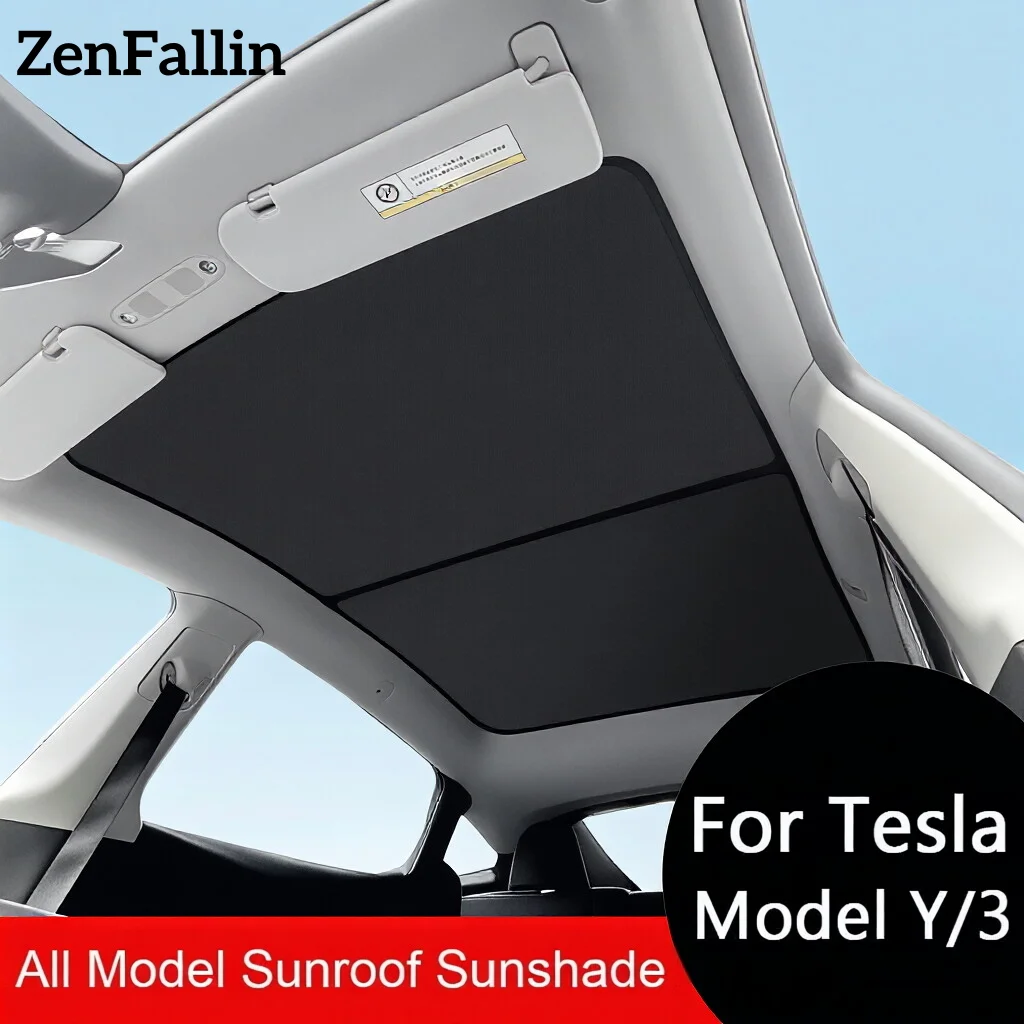 

2PCS For Tesla Model 3/Y/3 Highland/Y Juniper Ice Cloth Buckle Shades for Glass Roof Front & Rear Sunroof Skylight Sunshade