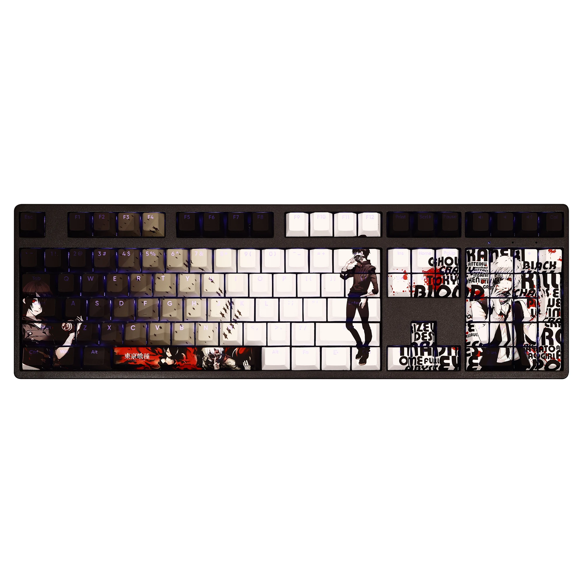 Tokyo ghoul keycaps estilo japonês tampa chave 108 teclas pbt personalizado cereja perfil keycap para jogos teclado mecânico chave bonés presente