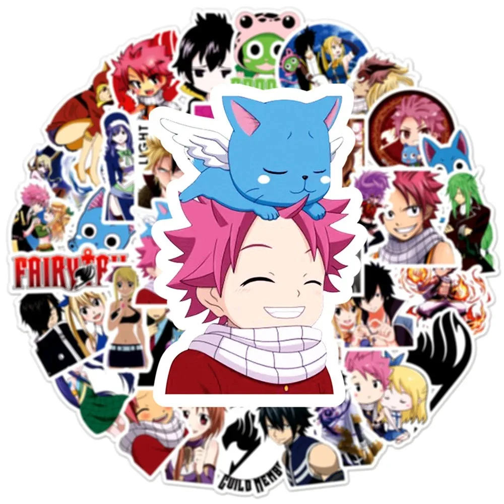 10/30/50pcs Fairy Tail Anime Stickers Lucy Natsu Cartoon Sticker Skateboard Motorcycle Phone Notebook Gray Juvia Graffiti Decals