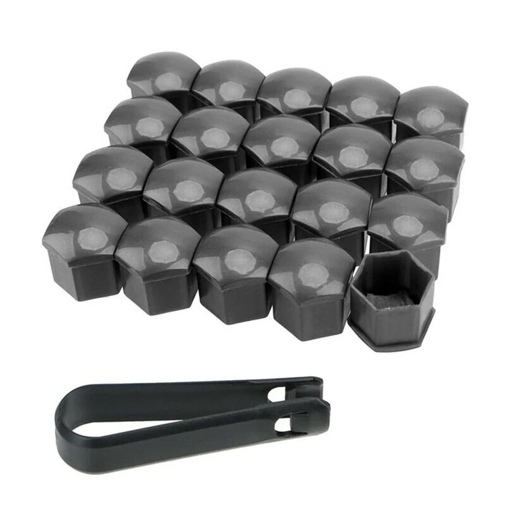 20pcs Black/ Silver Plating/ Electroplated Red/ Blue 21MM Car Hub Screw Cover Wheel Nut Cap Bolt Rims Nuts + Removal Tool
