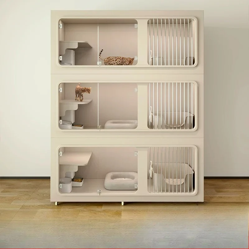 Cat cage pet store live cabinet three-layer solid wood villa custom breeding foster cage display cat cabinet M5