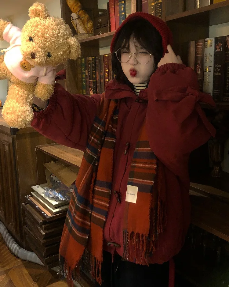 

Alittle My Aosphere Limited Color Drunken Bury Button Bread Coat Hat Detachable Sweet Japanese Sle Thiened Long ...