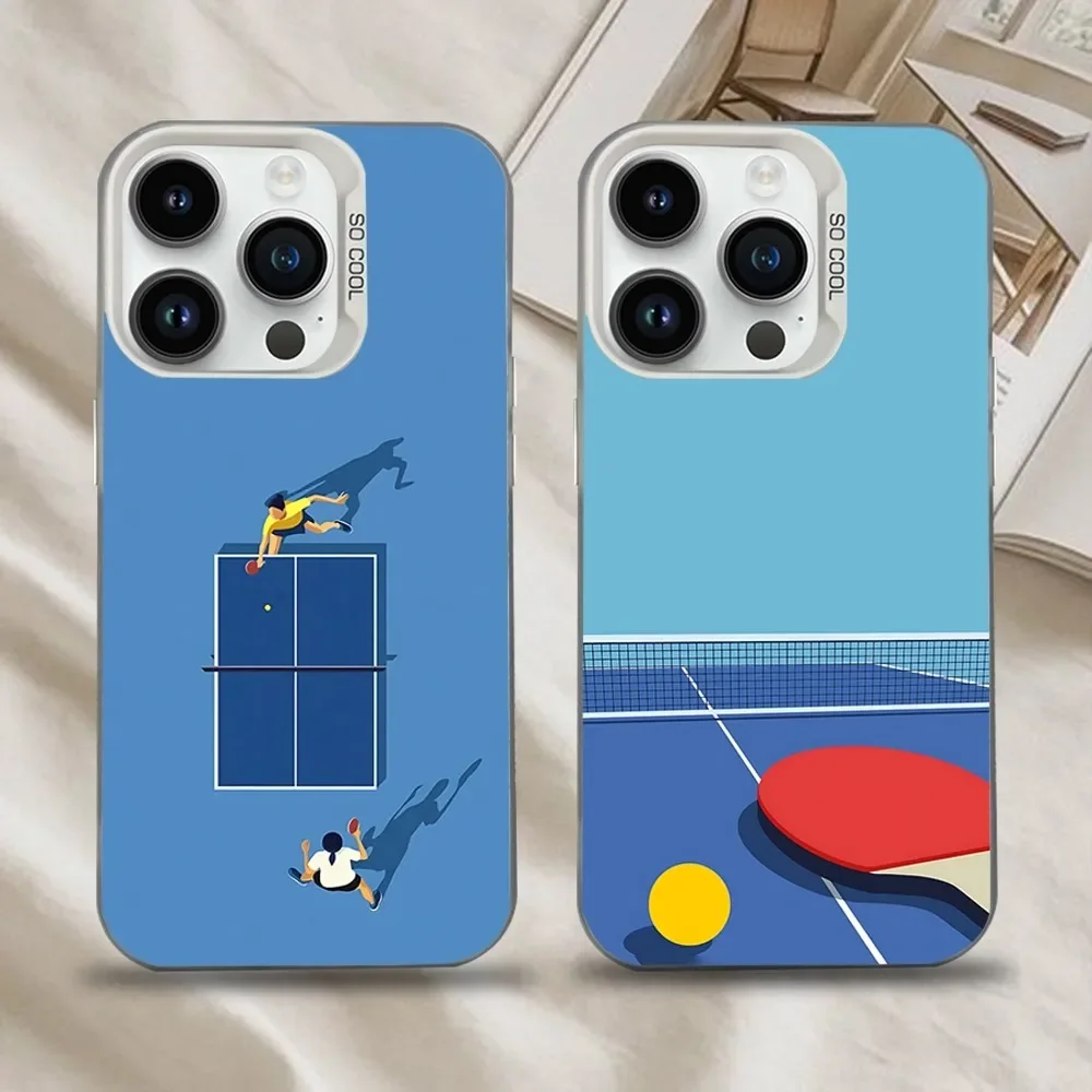 

Table Tennis Racket Ping Pong Phone Case For iPhone 16,15,14,13,12,11,Mini,Pro,SE,MAX White Matte Shockproof Cover