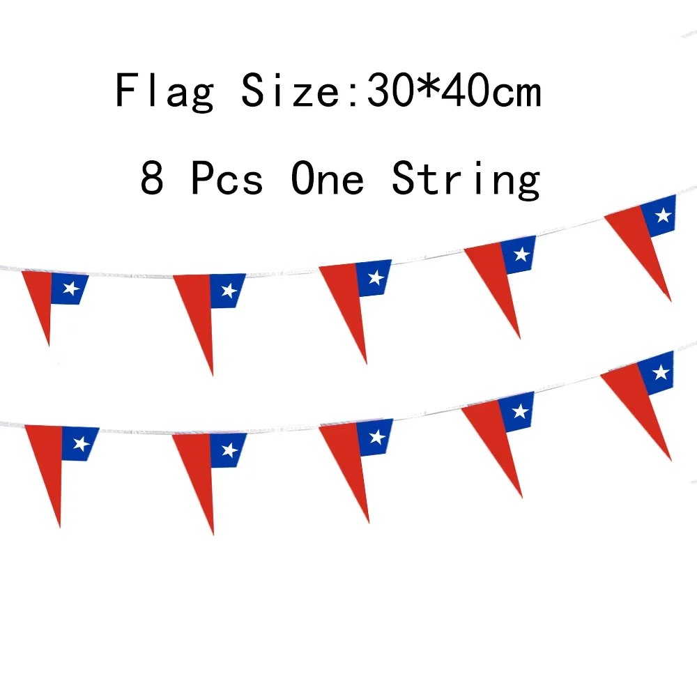 Fast Delivery 100% Polyester Bunting String triangle Chile Flags