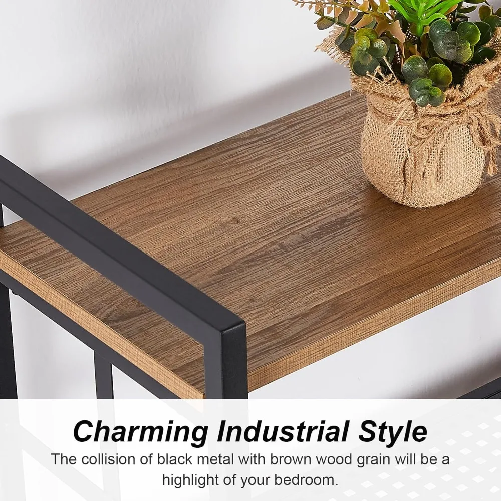 رف كتب عالي التحمل مكون من 7 طبقات على الطراز الصناعي، بطول 84 بوصة مع إطار معدني وأرفف مفتوحة #5