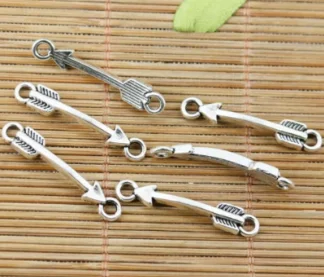 20pcs 20*6mm Alloy pendants  tibetan sivler  curved arrow connectors for jewelry making supplies HWEF2340