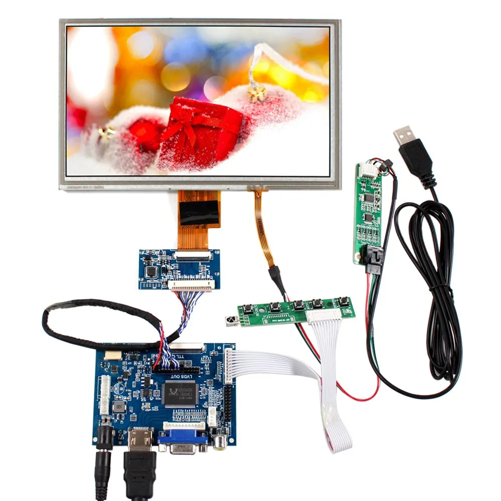 HD-MI VGA AV LCD Controller Board 8inch 1024x600 ZJ080NA Resistive Touch LCD