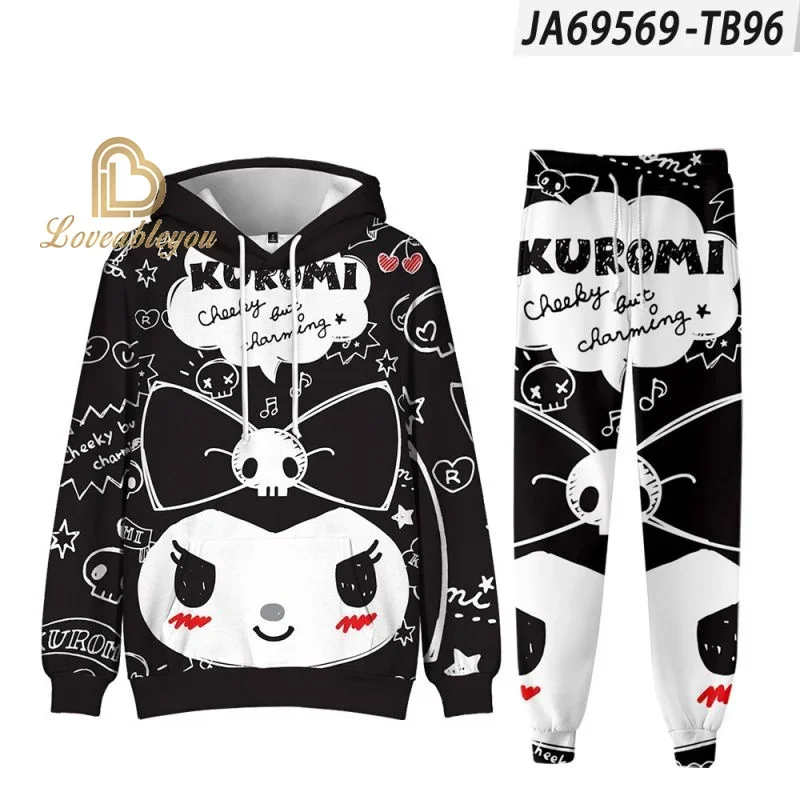 Men Women Clothes Set San Kuro Hoodies Anime Sweatshirt Sweatpants 2pcs Set Harajuku Spring Autumn Aduls Kids Costume