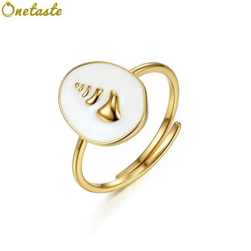 

925 Sterling Silver White Resin Big Wide Oval Cocktail Rings For Women Conch Simple Trendy Unique Open Statement Ring Party Gift