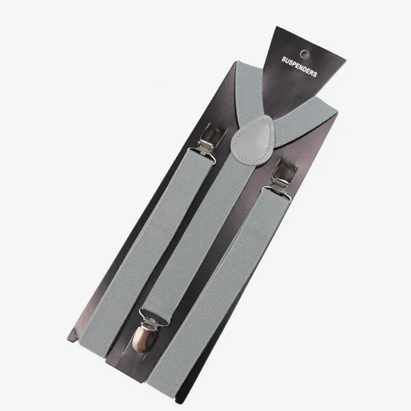 Solid Color PU Leather Suspenders, Adjustable for Men