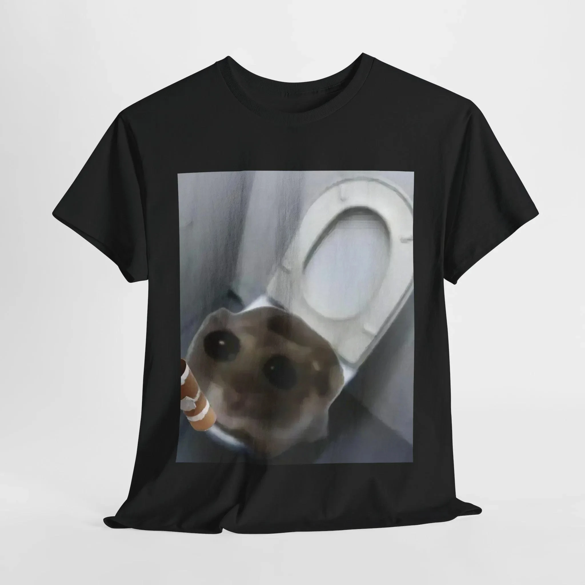 

Sad Hamster Toilet Funny Meme T-Shirt Men's and Women's Short Sleeve Cotton Tees Y2k Shirt Vintage Hip Hop Tops Men Clothing