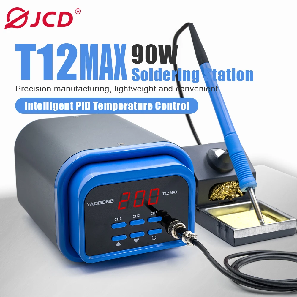 JCD T12MAX Soldering Iron Soldering Station 90W Intelligent Temperature Control LED Display Professional Welding Repair Tools