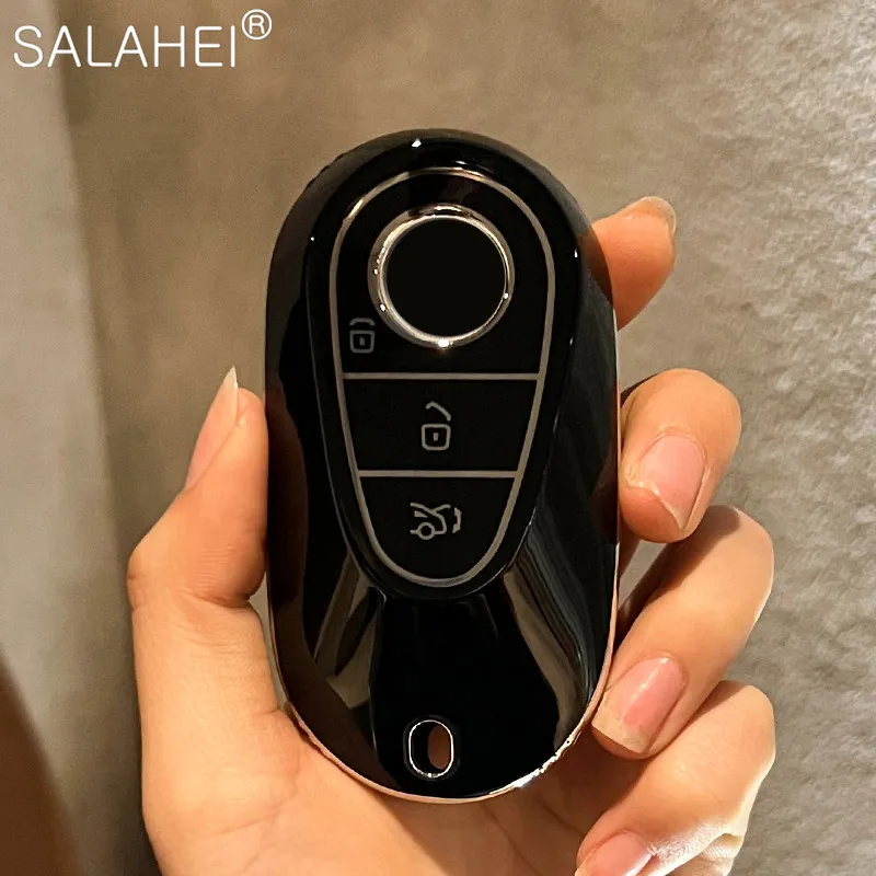 Full Cover Soft TPU Car Key Case For Benz 2021 C / S Class W223 W206 S350L S400L S450L S500L Keyless Protection Auto Accessories