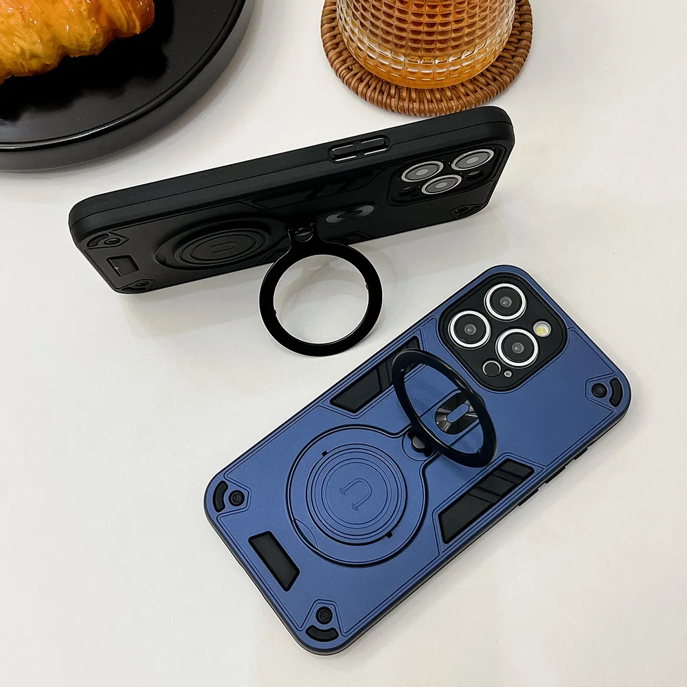 Magnetic Ring Kickstand Phone Case For Apple iPhone 16 15 14 13 12 Pro Magnet Mount Shockproof Cover Anti-Drop Protective Shell view 4