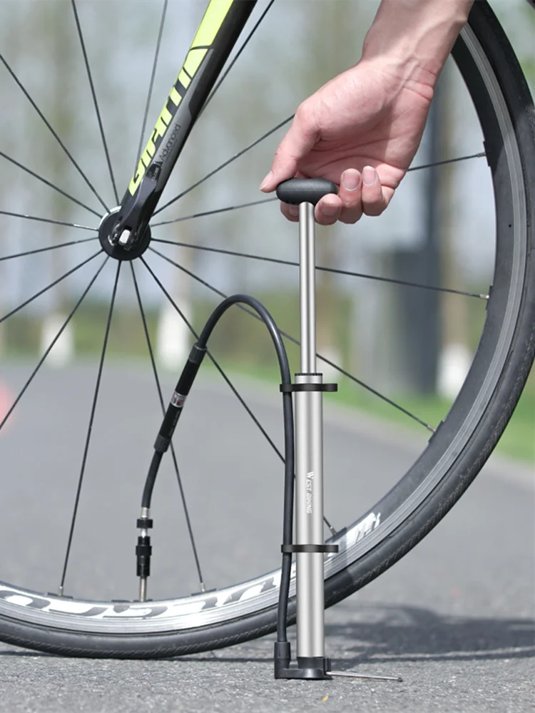 AliExpress West Biking WEST BIKING Long Hose Bike Pump Portable Mini Bicycle Foot Pump with Gauge Presta & Schrader Valve Cycling Fork Tire Air Pump
