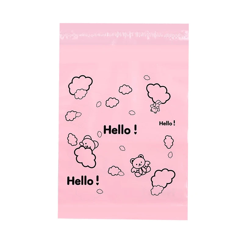 17x30cm/25x35cm Pink Poly Mailers Cute Bear Print Courier Envelope Hello Plastic Express Packing Bags Clothes Mailing Bags 10Pcs