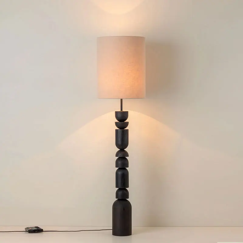 Vintage Solid Wood Floor Lamps Designer Model Room Foyer Sofasides High-end Atmosphere Decor Vertical Floor Standing Table Light