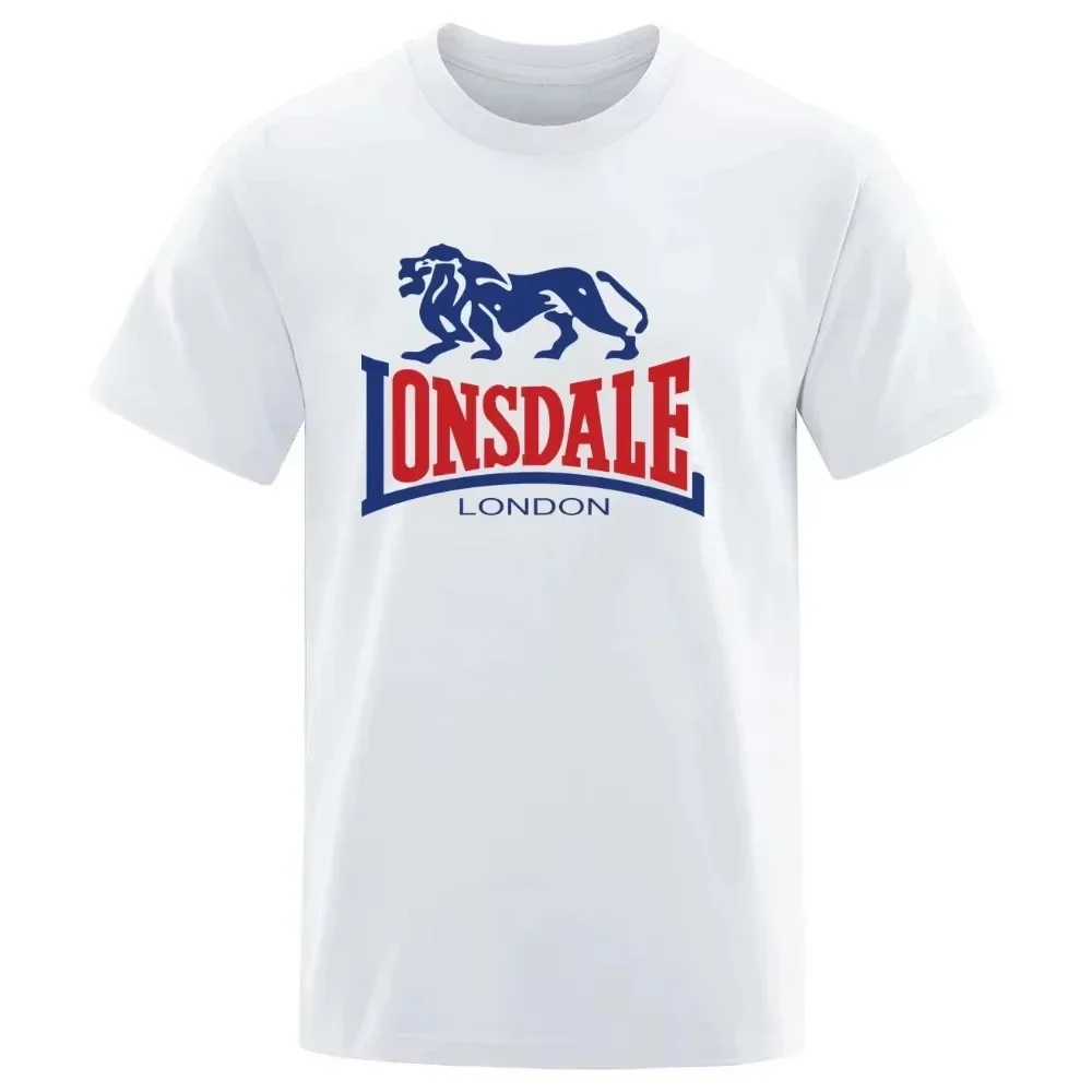 

2026 Unisex Kids T-Shirt Lonsdale Dragon & Lion Print European American Style Short Sleeve Loose Fit Children's Clothing