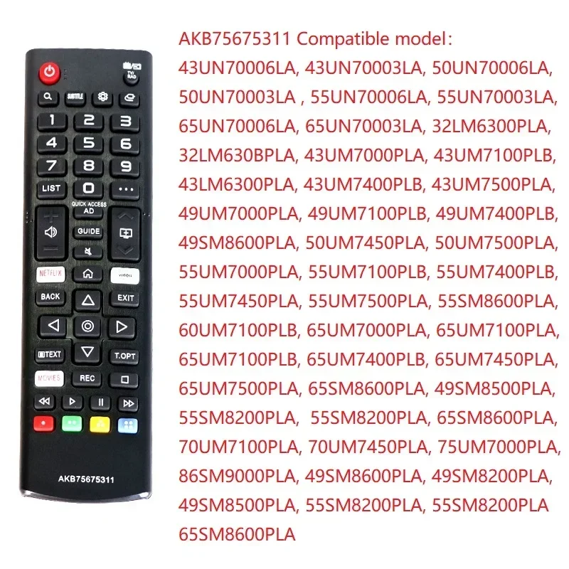 

ZLRLMHY, used for AKB75675304 AKB756753001, replacing the TV smart remote control AKB76037601 AKB75675311