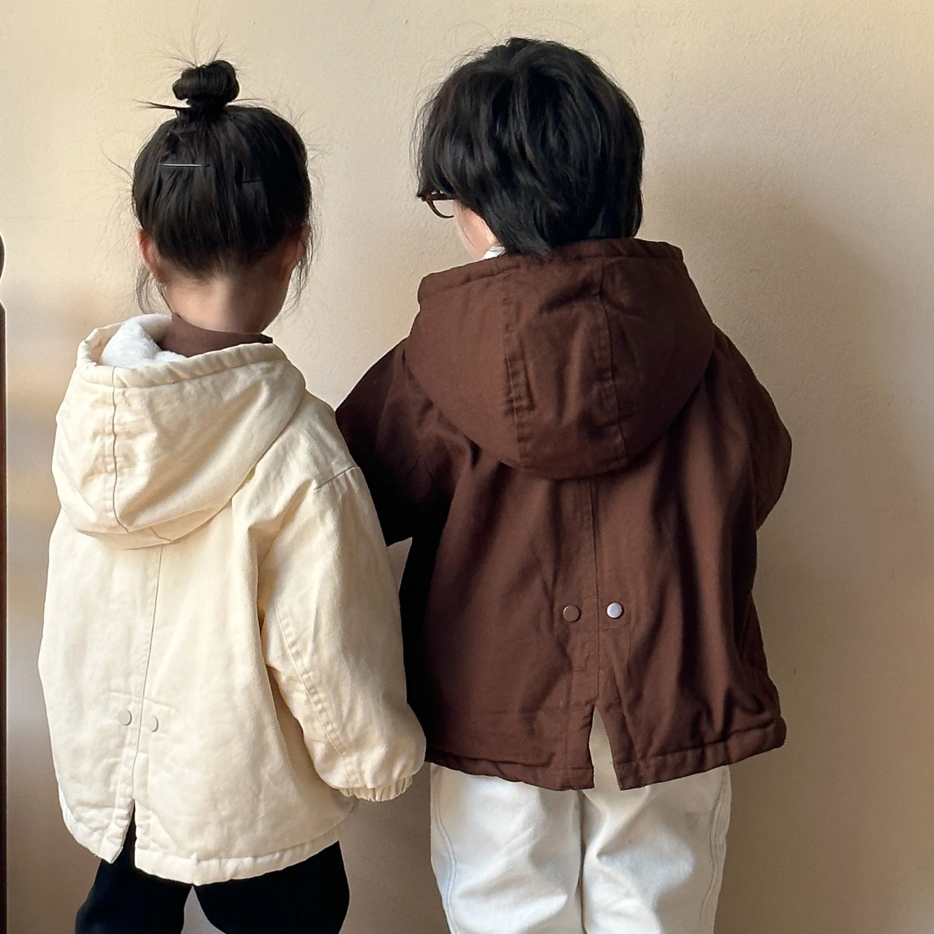 Children Clothing Kids Fashion Casual Soft Thick Hooded Jacket 2024 Winter New Boys Girls Pure Color Simple Padded Jacket