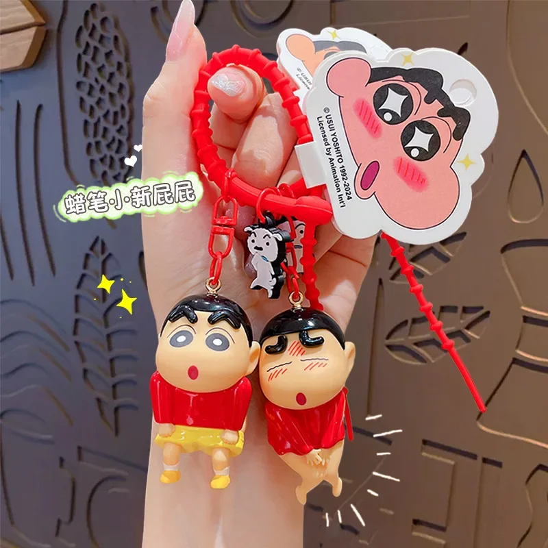 Nieuwe Cartoon Shin Chan Figuur Anime Sleutelhanger Speelgoed Anime Kawaii Meisjes Jongens Pop Rugzak Auto Hanger Verjaardagscadeaus Groothandel