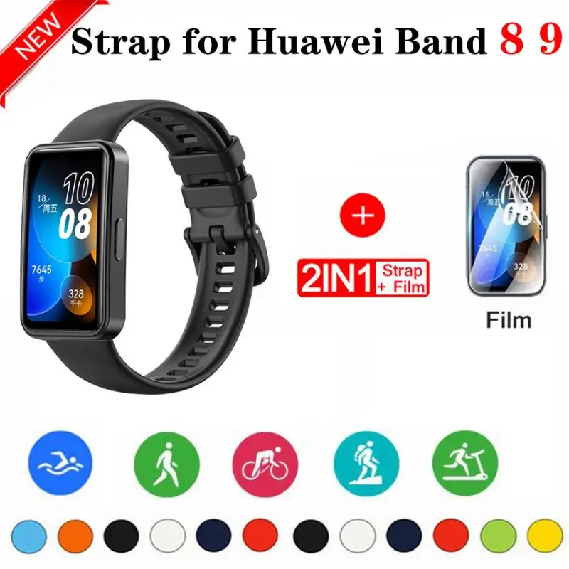 

Compatible with Huawei Band 8 9 Silicone Strap Sports Smart Strap Soft TPU Strap Huawei Band 8 9 Strap Replacement Strap